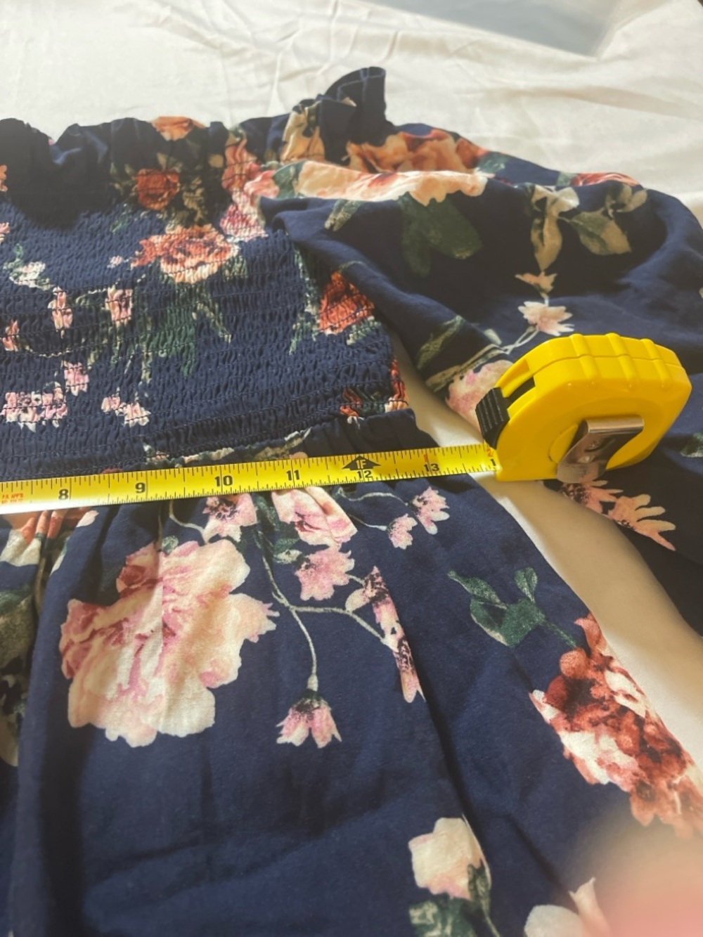 Xhilaration Navy Blue Floral Long Sleeve Dress - Picture 11 of 13